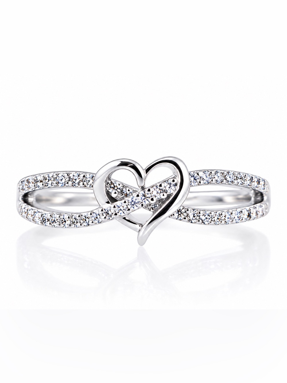 💕 Sterling Silver Infinity Heart CZ Ring Size 8 Love Romantic Jewelry